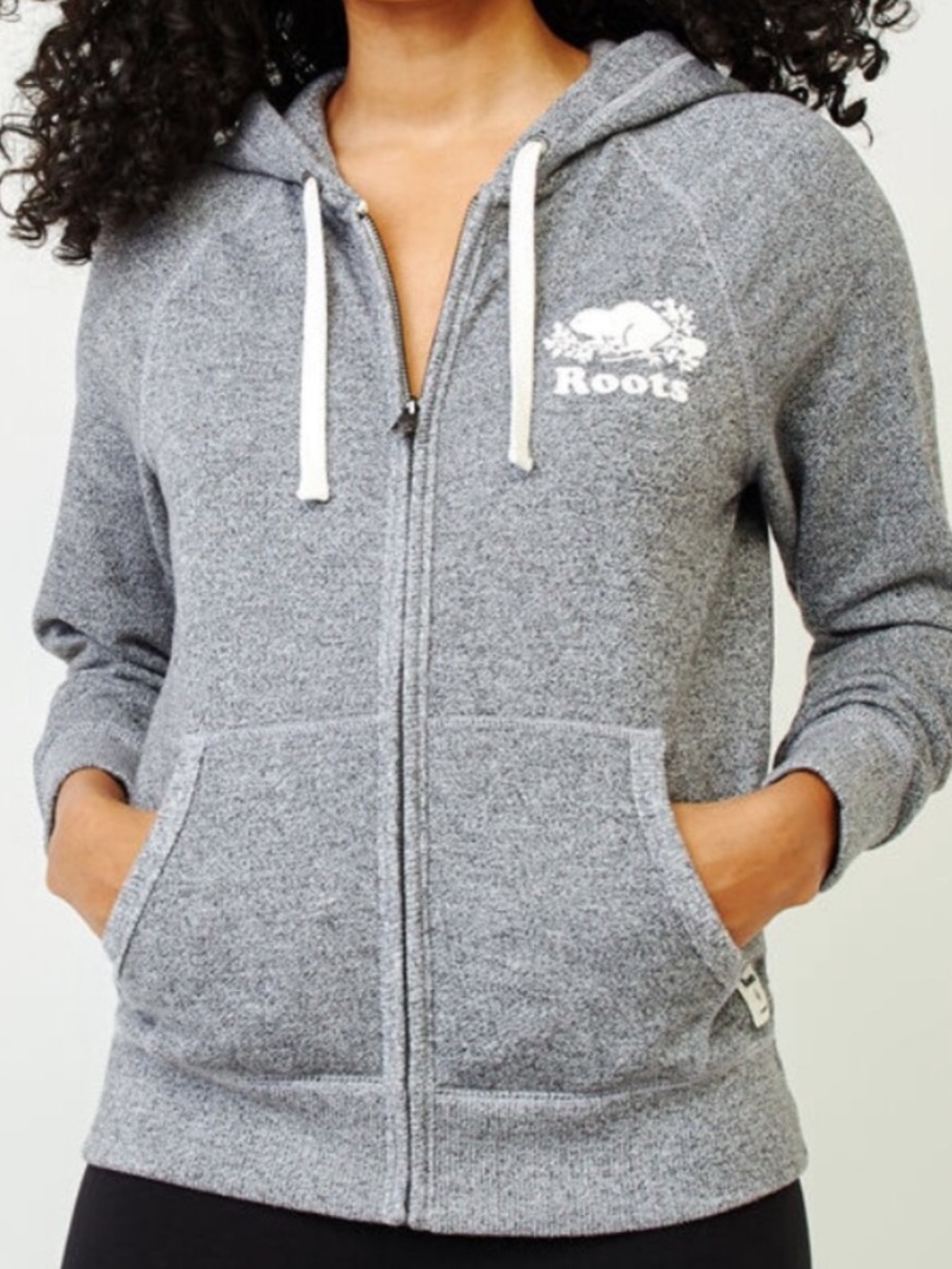 Roots Canada Women's Grey Zip-Up Hoodie Size Medium